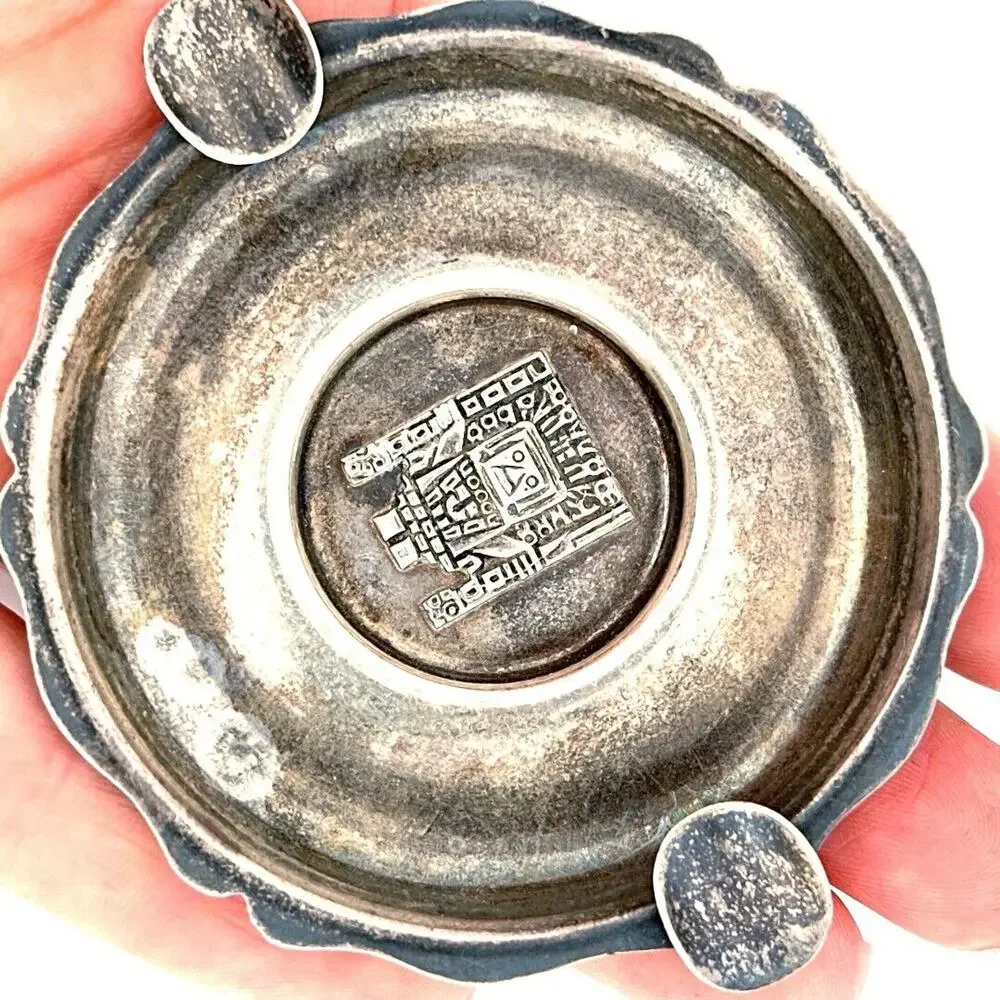 Vintage 925 Sterling Silver Peruvian Ashtray Aztec
